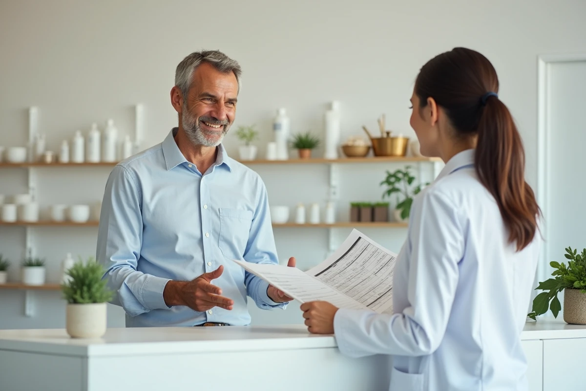 Consultation nutritionnelle chez Naturhouse, homme discutant de son régime avec une nutritionniste